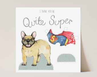 French bulldog paper doll card