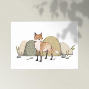 Fox illustration large postcard