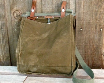 Canvas Vintage Swiss Military Bag Satchel - Cleaned and Sanitized