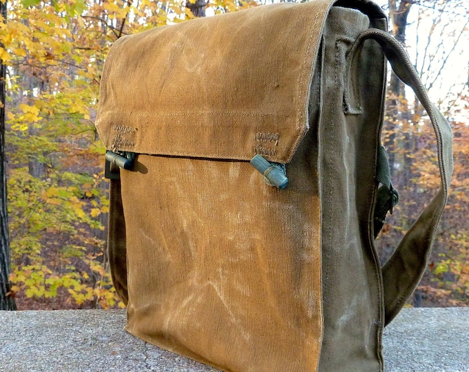 Vintage Canvas Military Messenger Bag Satchel .. iPad Perfect Etsy