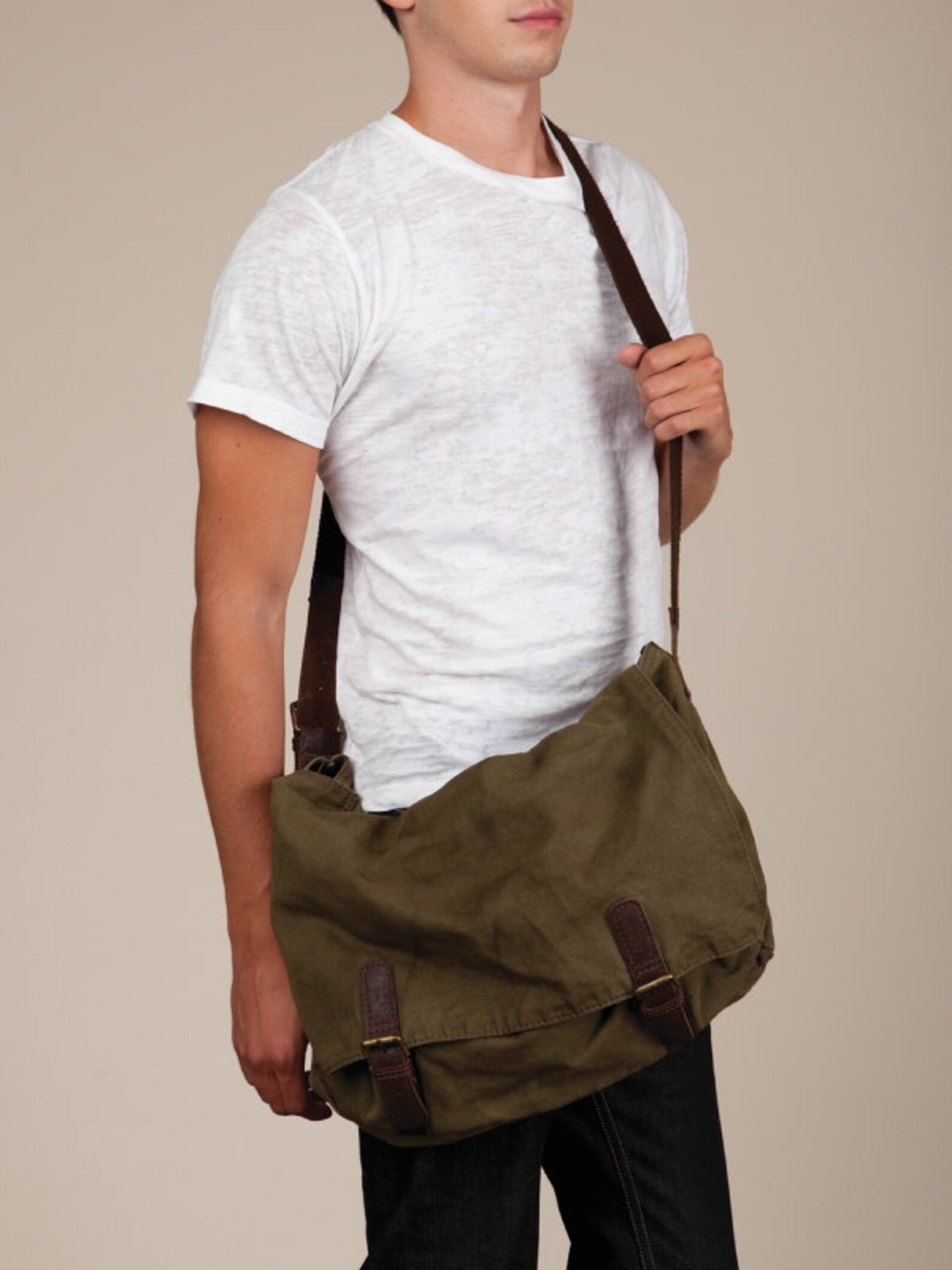 Canvas & Leather Messenger Bag Hand Painted .. Grunge And Etsy