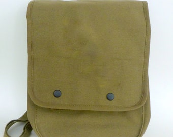 Canvas Messenger Bag - Ipad Tablet Tech Bag with Handcrafted Vintage Reclaimed Teak Charm