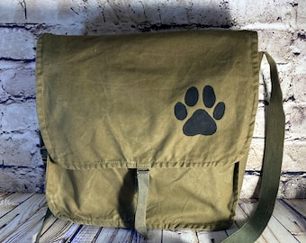 Dog Lovers Vintage Canvas Military Messenger Bag