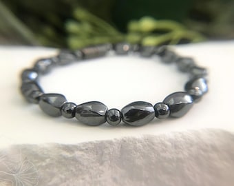 Magnetic Hematite Twist Bead Bracelet | Pain Relief