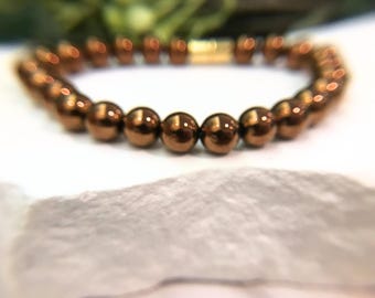 Magnetic Hematite Bracelet | Copper Metallic Bead, Pain Relief