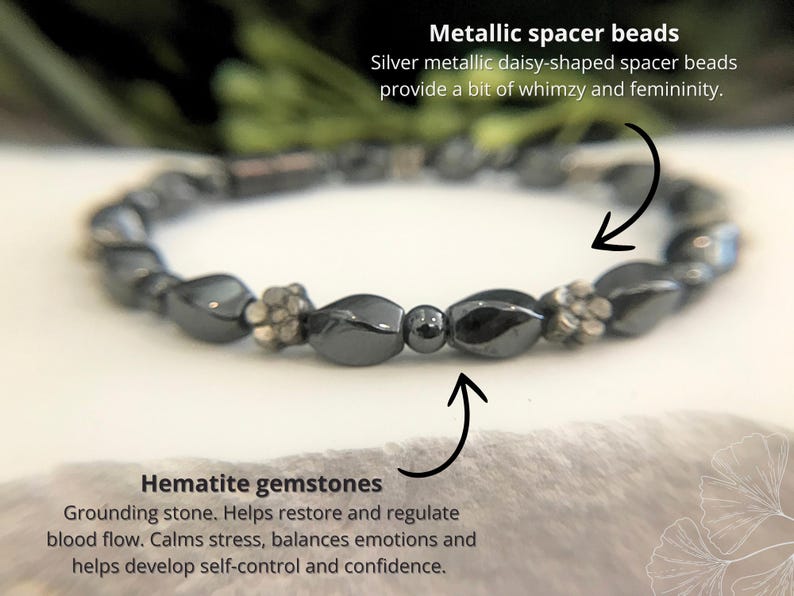 Magnetic therapy bracelet | Pain-relief | Circulation boosting | Anxiety busting | Hematite single-strand bracelet for overall wellness bild 2