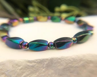Rainbow Hematite Magnetic Therapy Bracelet | Pain Relief