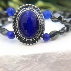 Pain relieving magnetic therapy bracelet | cat&#39;s eye + magnetic hematite | double-strand bracelet for overall wellness | anxiety relief