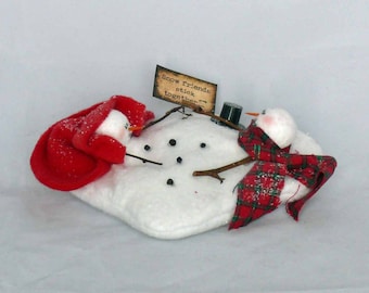 Snow Friends Stick Together Melting Snowmen Fabric Winter Ornament Decoration