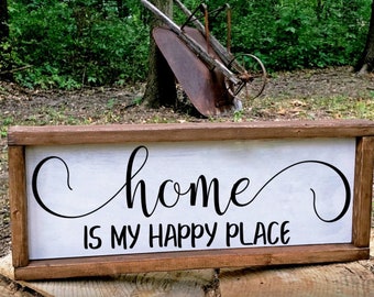 Home is My Happy Place Wood Sign