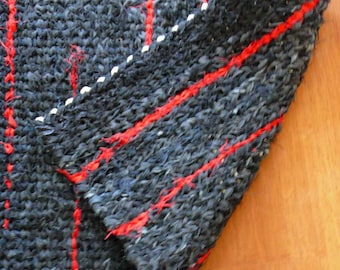 Black and Red Denim Twined Rag Rug