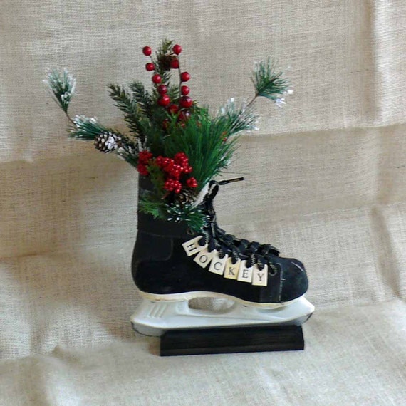 Items similar to Recycled Hockey Skate Floral Centerpiece on Etsy