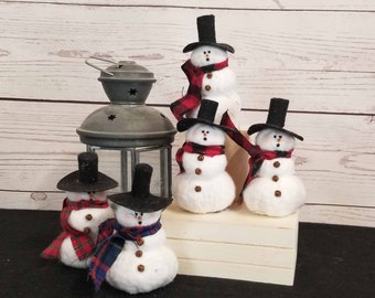 Tiny Fabric Snowman Winter Ornament Decorations