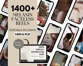 1400+ Faceless Melanin Reels, Faceless Digital Marketing Videos, Instagram Tik Tok, Master Resell Rights, MRR/PLR, Editable Canva Templates