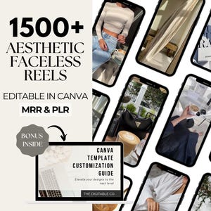1500+ Faceless Aesthetic Reels, Instagram Reels, Faceless Digital Marketing Videos, Master Resell Rights, MRR/PLR, Canva