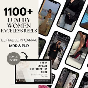 1100+ Faceless Luxury Women Reels, Faceless Digital Marketing Videos, Instagram, Master Resell Rights, MRR/PLR, Editable Canva Templates