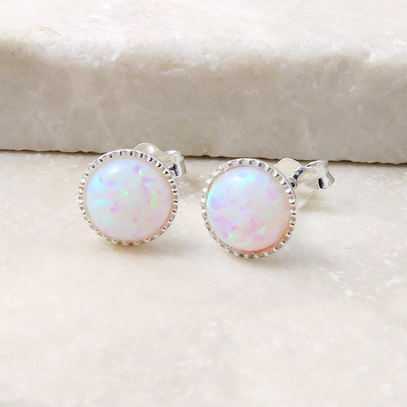 Solitaire Opal Stud Earrings in Silver | Brilliant Earth