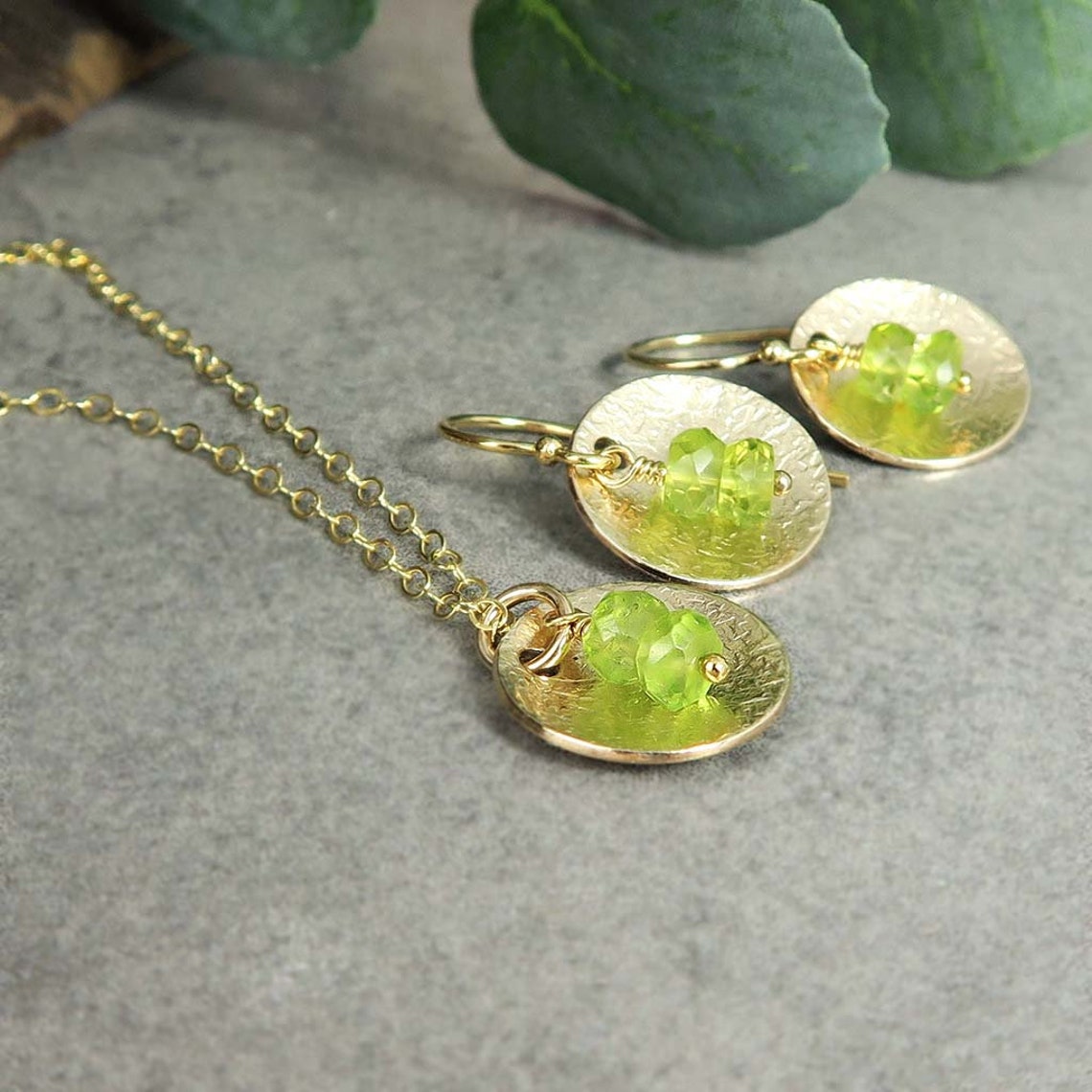Peridot Necklace and Earrings Set Jewellery Bundle Save 15 Etsy