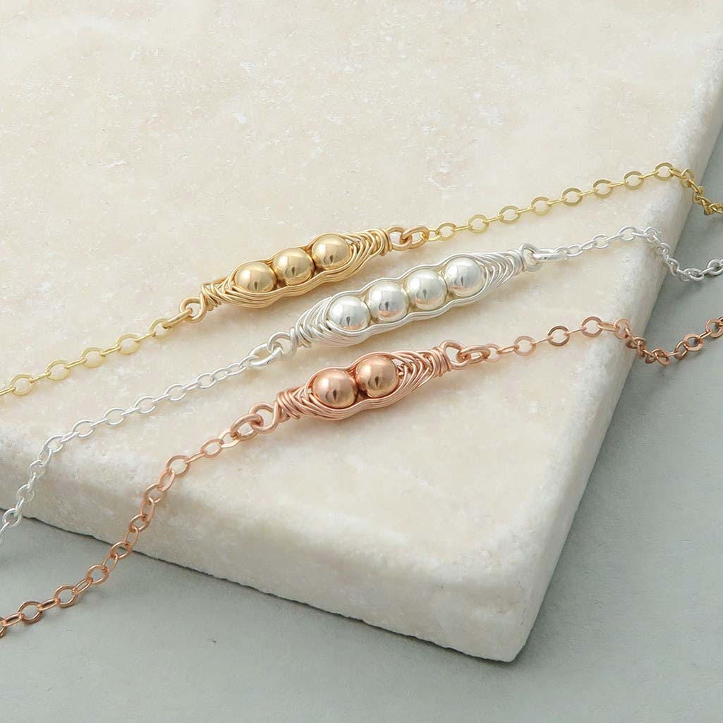 Mini Peapod Bracelet peas in a pod family jewellery gold Etsy