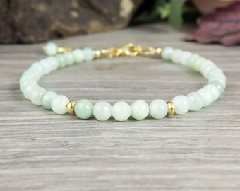 Burma Jade Bracelet, Jadeite Beaded Gemstone Bracelet, Stacking Bracelet, Jade Jewelry, Gift for Her, Bridesmaids Gifts