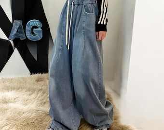 Oversized Y2K Baggy Jeans: High Waist, Wide Leg Denim Trouser