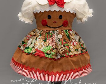 18 Inch Doll Clothes, 18" Doll Clothes Pattern, Gingerbread Pattern, 18" Doll Pattern pdf, Gingerbread Dress