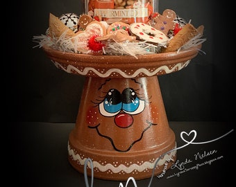 Clay Pot People GINGERBREAD MAN, SNOWMAN, Terra Cotta Candle Holder, Pot People Christmas, Teacher Gift