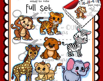 My Complete Zoo Animal Collection, Digital Stamps, Line Art, Coloring Pages, Scrapbooking Printables