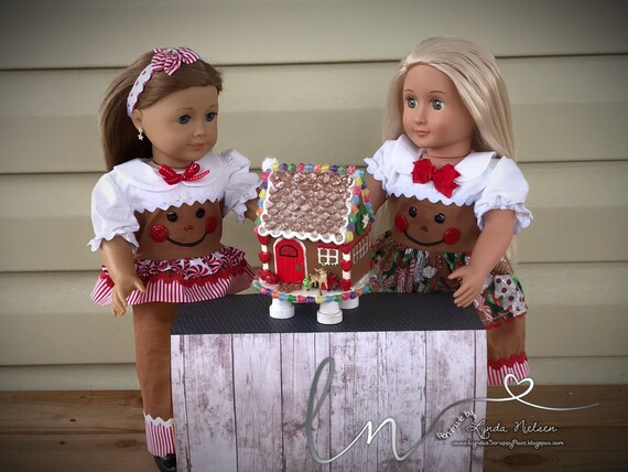 Gingerbread Dress with Santa Hat made for 18/" American Girl Doll Clothes