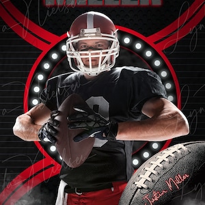 Football Perforated Circular Lights Sports Background, Digital Sports Template, Digital Photo Template