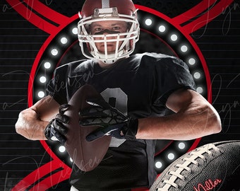 Football Perforated Circular Lights Sports Background, Digital Sports Template, Digital Photo Template