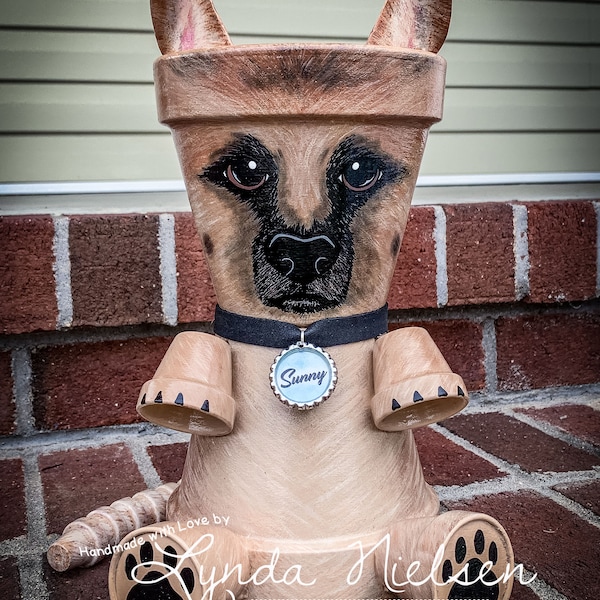 CUSTOM DOG Clay Pots, Pot Heads, Handmade Terra Cotta Clay Flower Pots