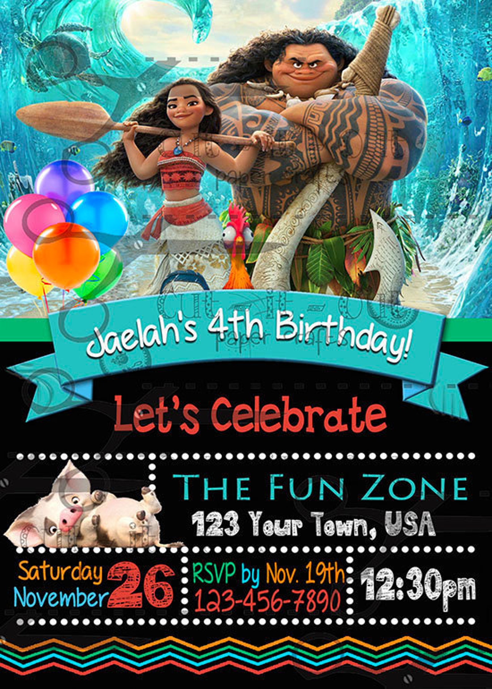 Moana Birthday Invitation Customized Etsy