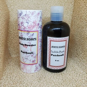 Patchouli gift collection, patchouli lotion, body mist, body powder, soap and bubble bath image 7