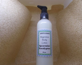 Spearmint Eucalyptus Magnesium Body Lotion, Magnesium Body Lotion, in two sizes,  Hand and Body Lotion, Mineral Rich, Magnesium Lotion, Gift