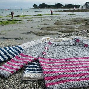 Langoz baby sweater pdf knitting pattern - French & English