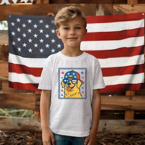 Patriotic Dog Png | 4th of July Puppy DTF DTG Sublimation Design | American Flag Dog Shirt PNG | Digital Download for Printing
