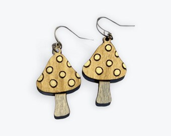 Mushroom Earrings - Brown