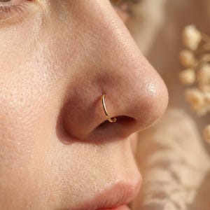 Fake Nasenring Creolen: Gold Filled Titan 20g (6mm, 8mm), Kein Piercing, Chirurgenstahl