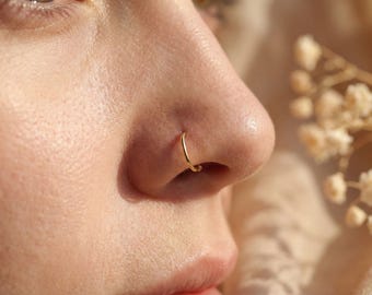 Fake Nasenring Creolen: Gold Filled Titan 20g (6mm, 8mm), Kein Piercing, Chirurgenstahl