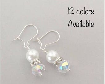 Pearl Bridesmaid Gift, Pearl Bridal Earrings, Silver Bridal Earrings, Simple Pearl Earrings, Pearl Wedding Earrings, Pearl Drop Earrings