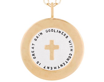 Religious Gold Cross | Eastertide Jewelry | Spiritual Gift | Religion Fashion | Bible Verse | Personalized, Engraveable | Statement Pendant