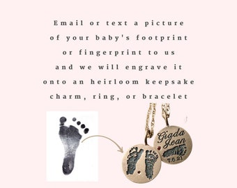 Gold Baby Footprint Charm - Engraved Personalized Gift for New Moms & Grandmas