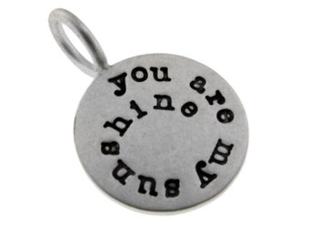 Personalized Sterling Silver Round Charm, Select a Size, Christmas Gift