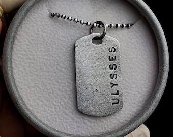 Personalized Sterling Silver Dog Tag Necklace for Your Husband, Silver Engraved Sterling Military Style Jewelry, Personalized Memorial Gift