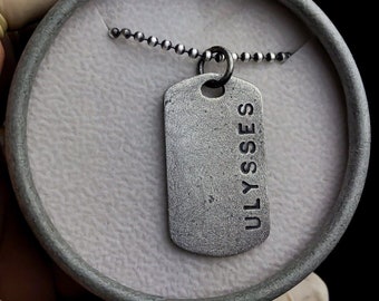 Collar con placa de identificación de plata esterlina, collar personalizado para hombre, nombres, fechas y coordenadas grabados a medida.