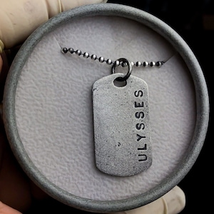 Collar con placa de identificación de plata esterlina personalizado para tu esposo, joyería de estilo militar grabada en plata esterlina, regalo conmemorativo personalizado.