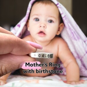 Birthstone Ring, Mothers Ring Stone, Name Ring Sterling Silver, Personalized Birthstone Ring for Women, Silver Stackable Birthstone Rings