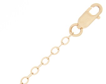 Solid Gold Necklace | 14K Gold Chain | 14 Carat 2mm Oval Flat Link Cable