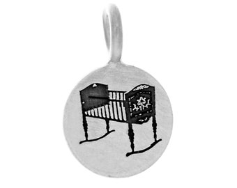 Baby Crib Charm, Silver Baby Rocking Crib Charm, Baby Shower Gift Charm, Baby Girl or Baby Boy Gift, Newborn Gift, Sterling Bassinet Charm